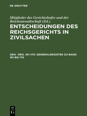 cover image of Generalregister zu Band 161 bis 170